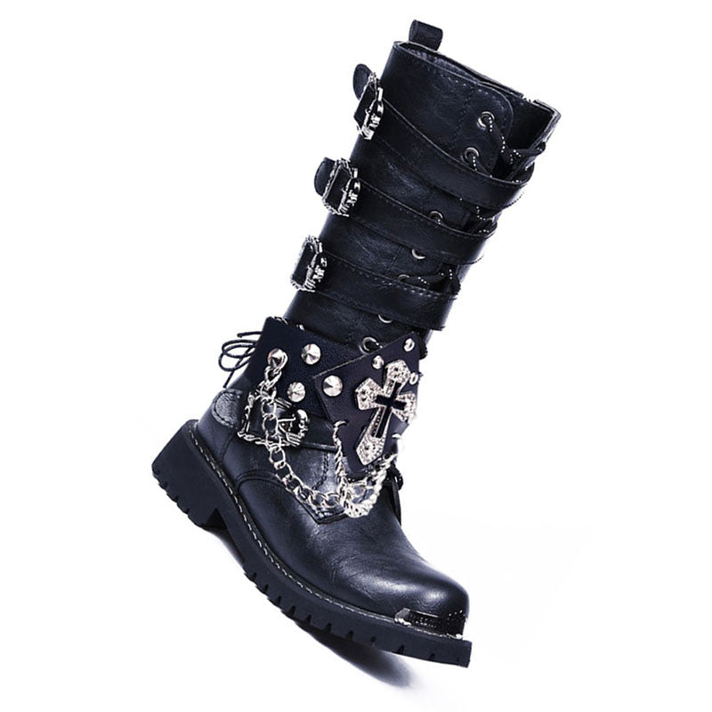 Punk motorcycle boots