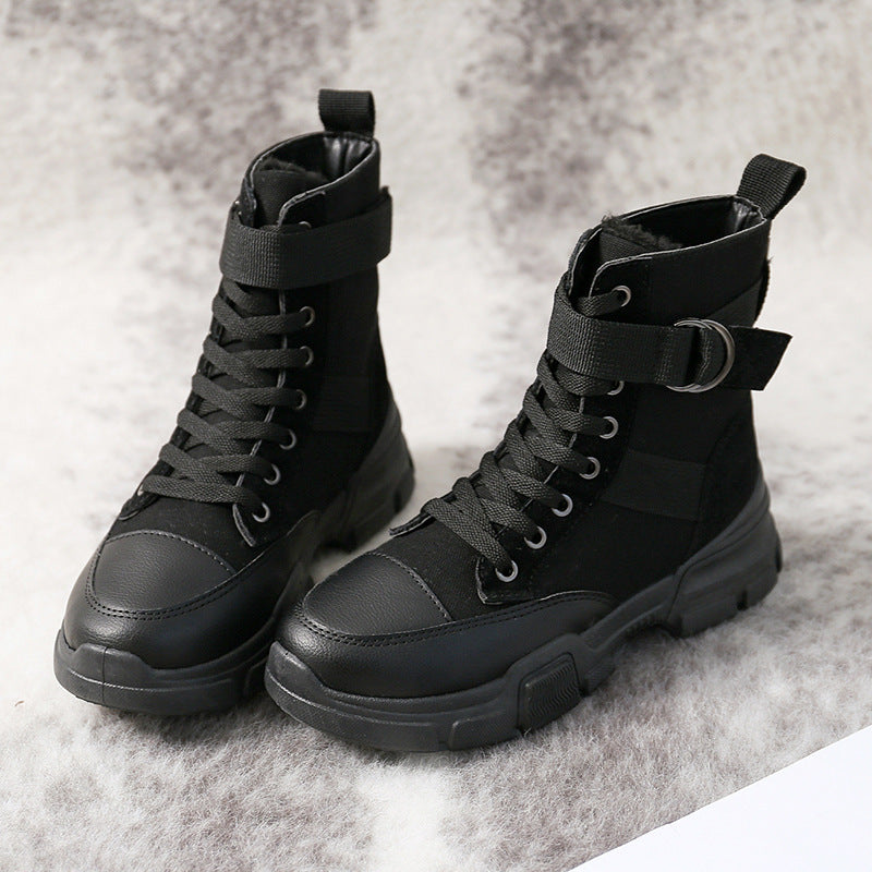 High-top canvas motorcycle boots