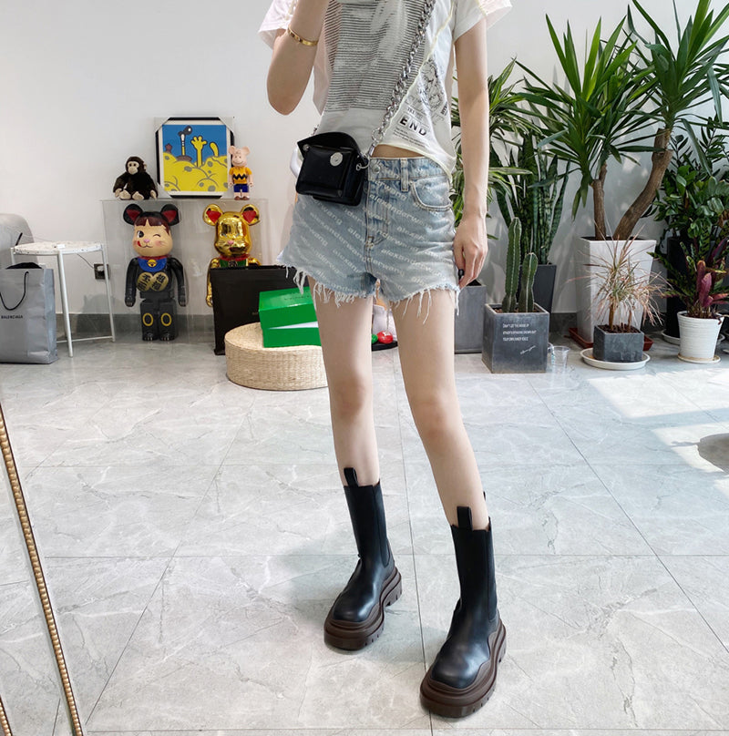 British Motorcycle Boots Platform Martin Boots