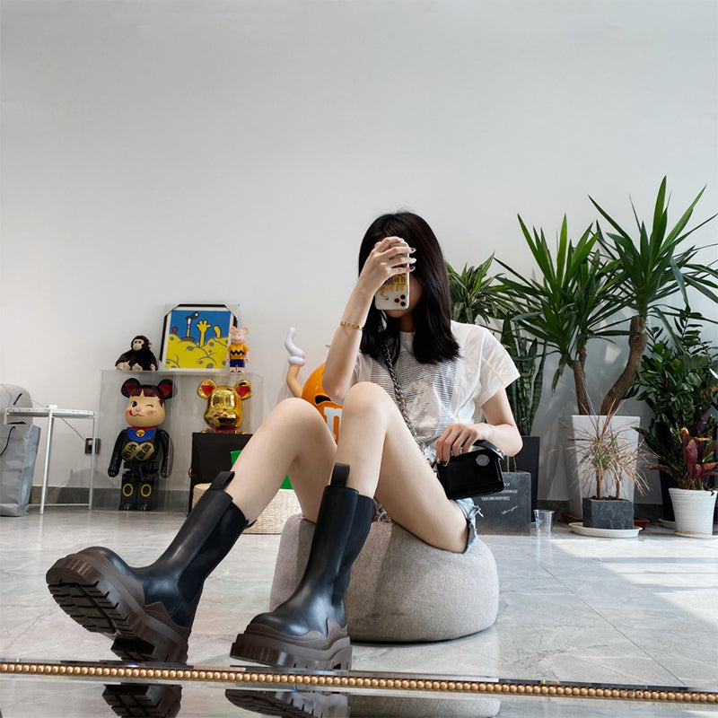 British Motorcycle Boots Platform Martin Boots