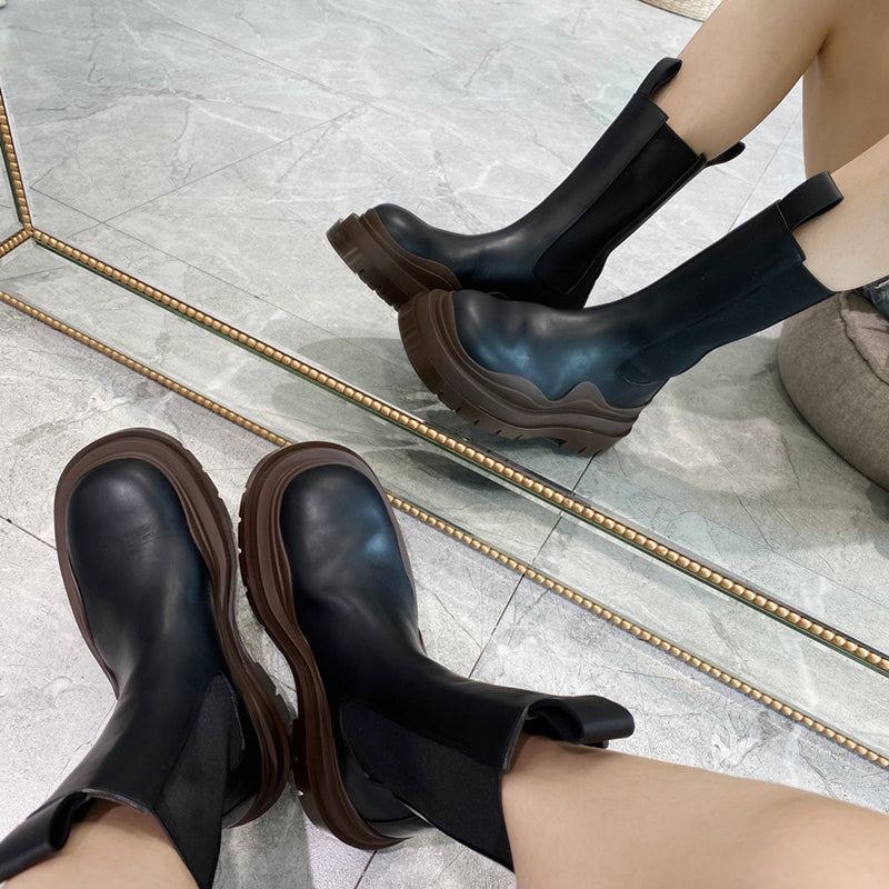 British Motorcycle Boots Platform Martin Boots