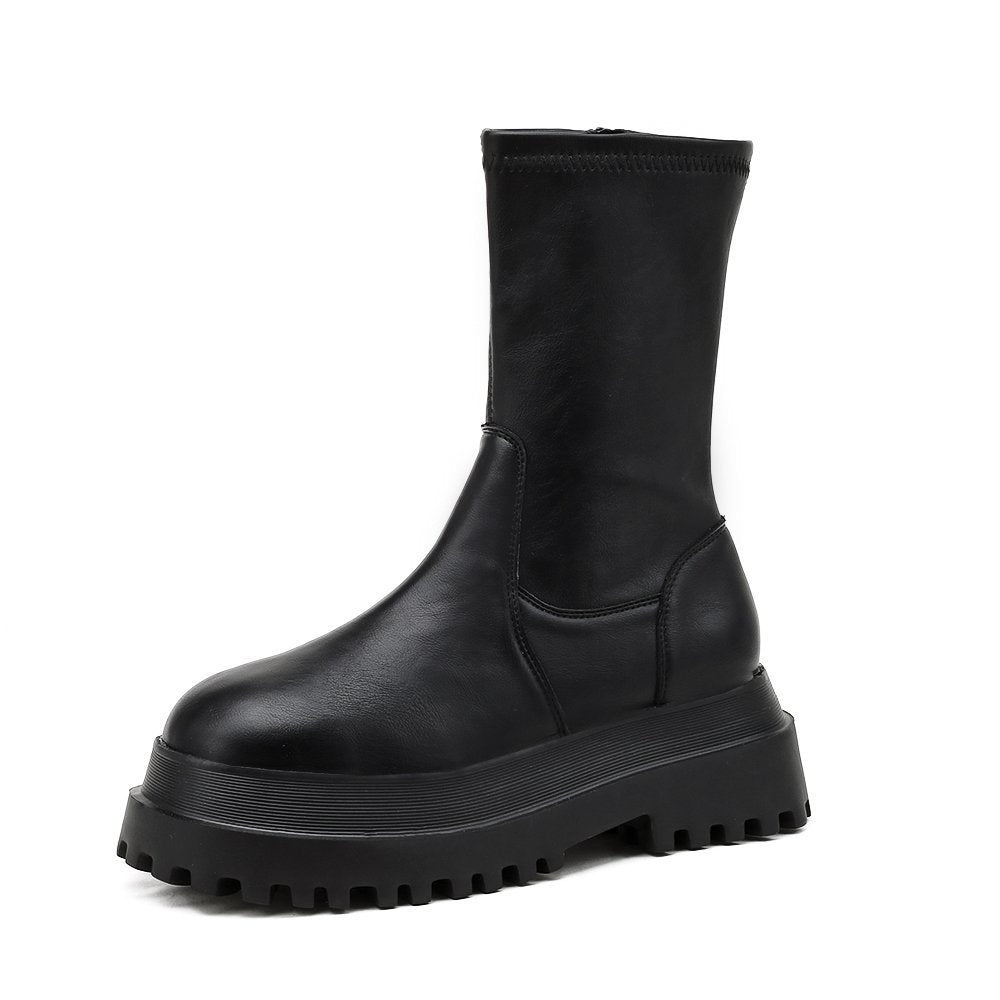 Motorcycle boots side zipper platform Martin boots