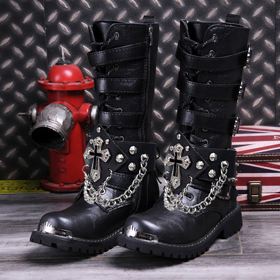 Punk motorcycle boots