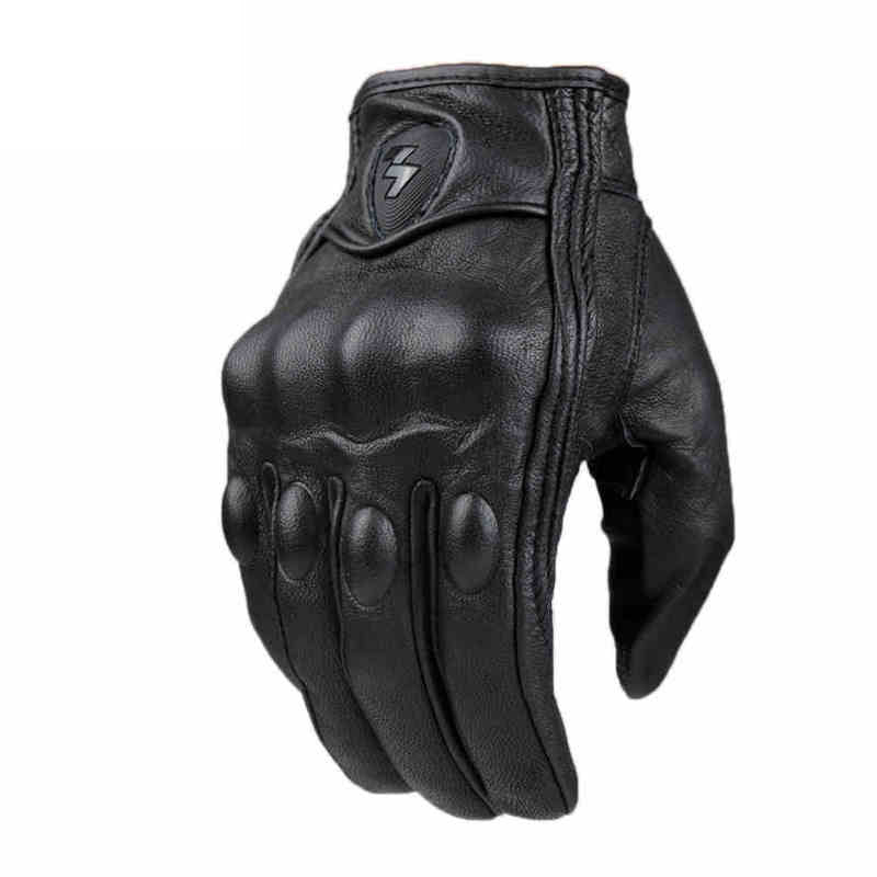 Touch screen sheepskin motorcycle gloves