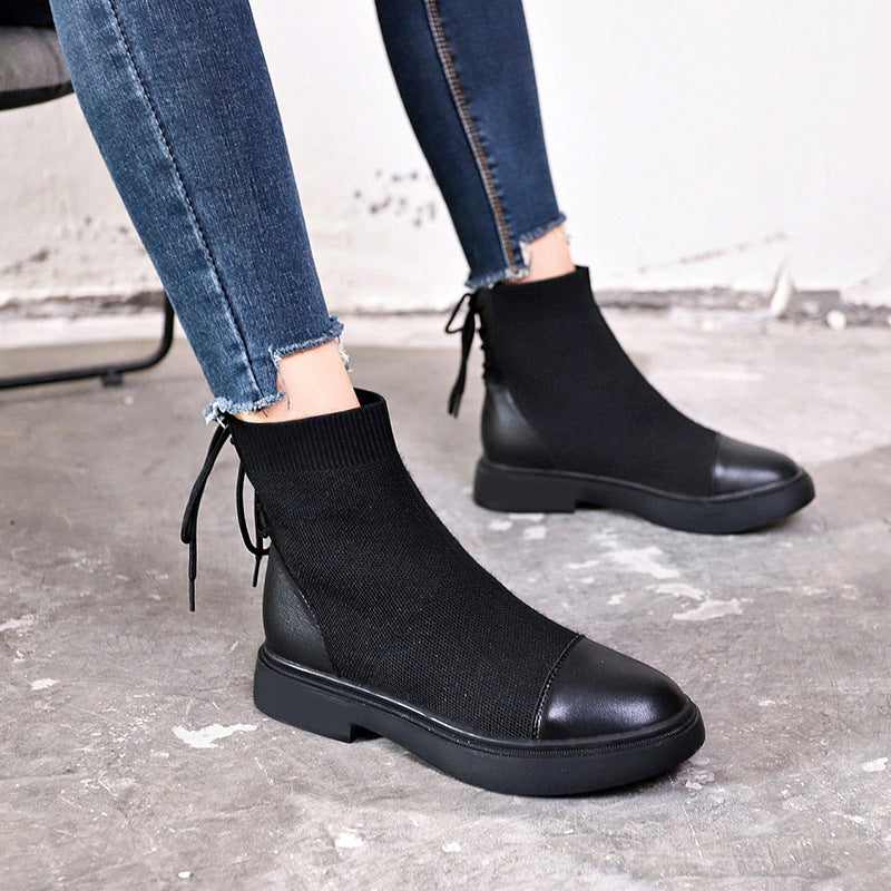 Stretch Sock Boots Thick-soled Motorcycle Boots