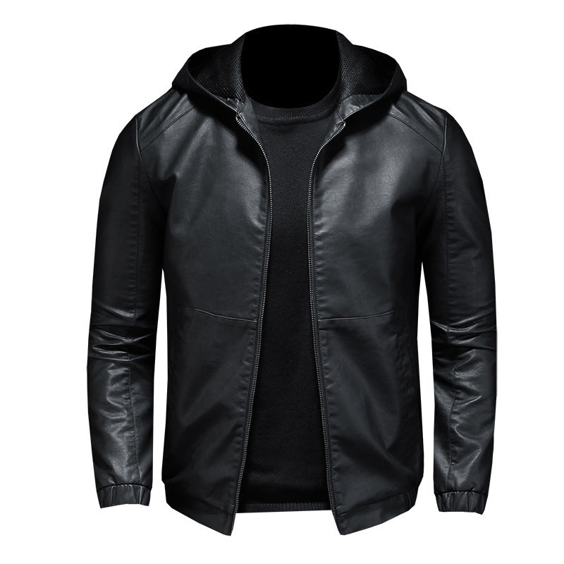 Men's leather jacket motorcycle jacket