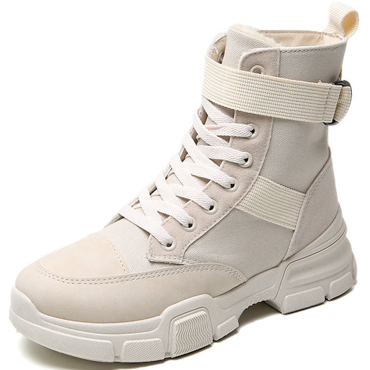 High-top canvas motorcycle boots