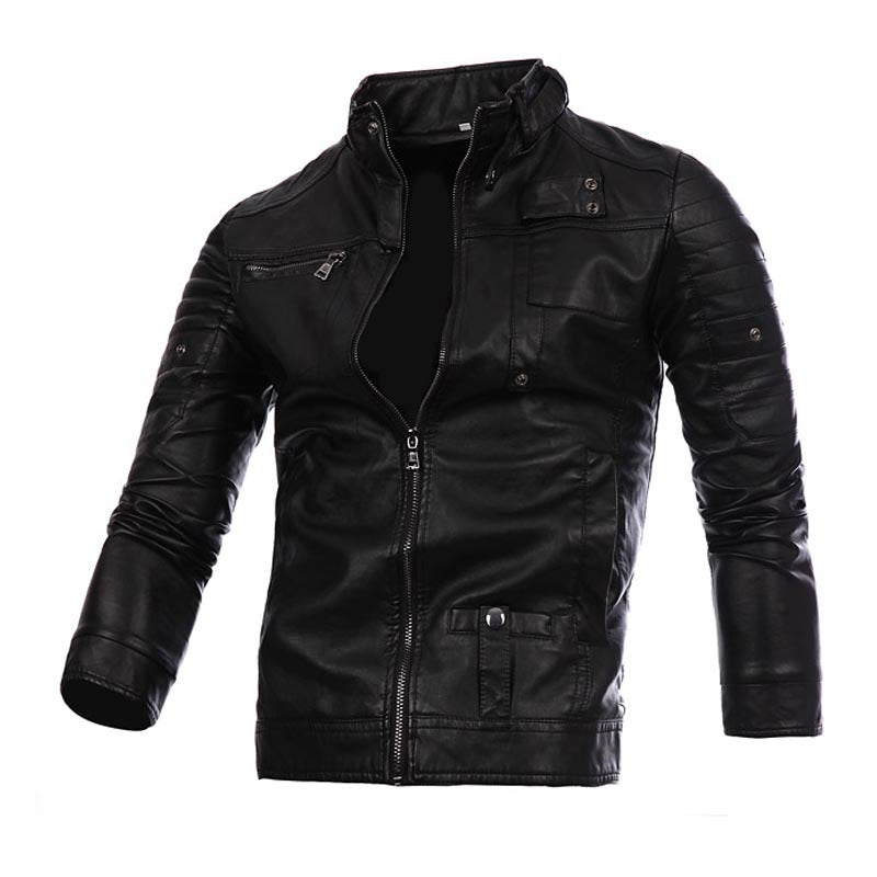 Zipper motorcycle leather jacket