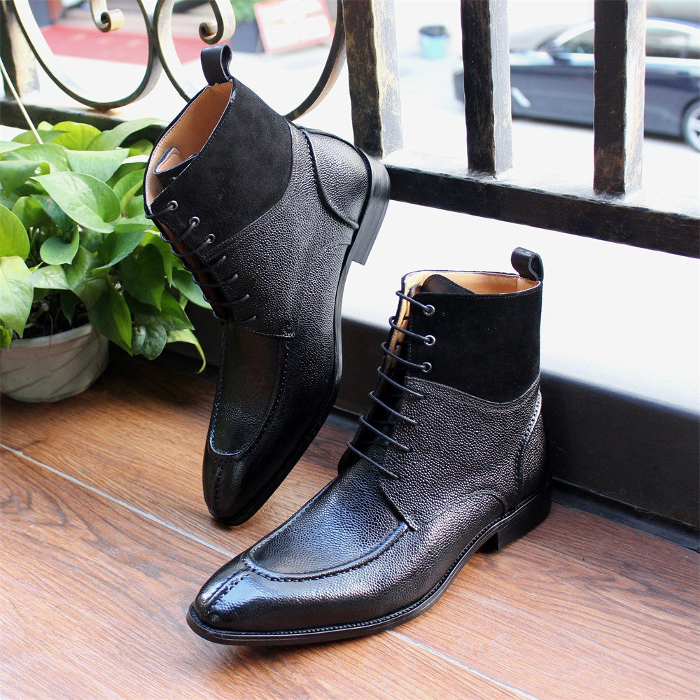 Trendy Motorcycle Boots Handmade Leather Men's Boots