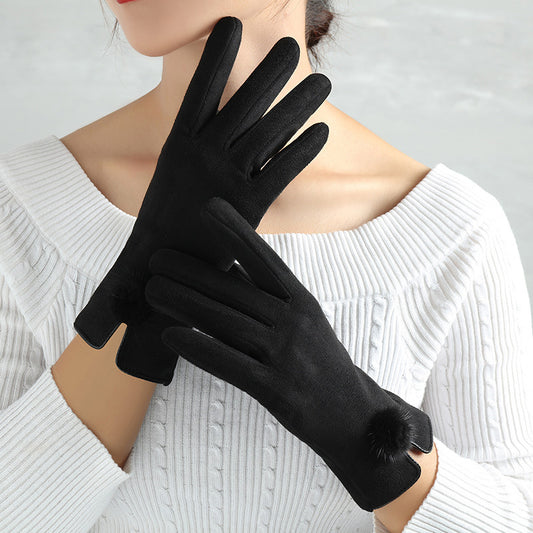 Suede Glove Warm Finger Gloves