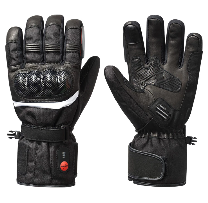 Electric Heating Thickened Leather Motorcycle Riding Gloves