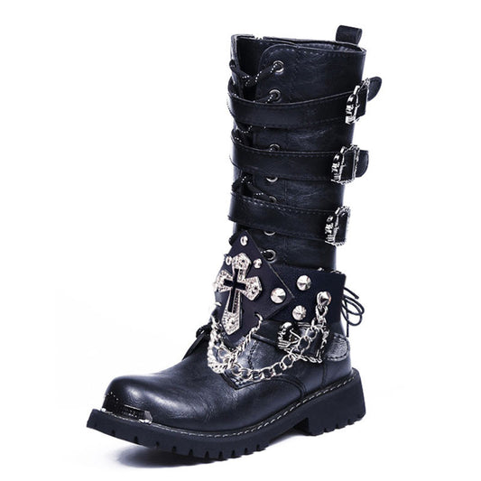 Punk motorcycle boots