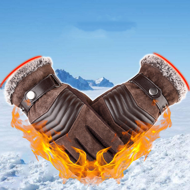 Motorcycle Cold Proof Warm Leather Gloves