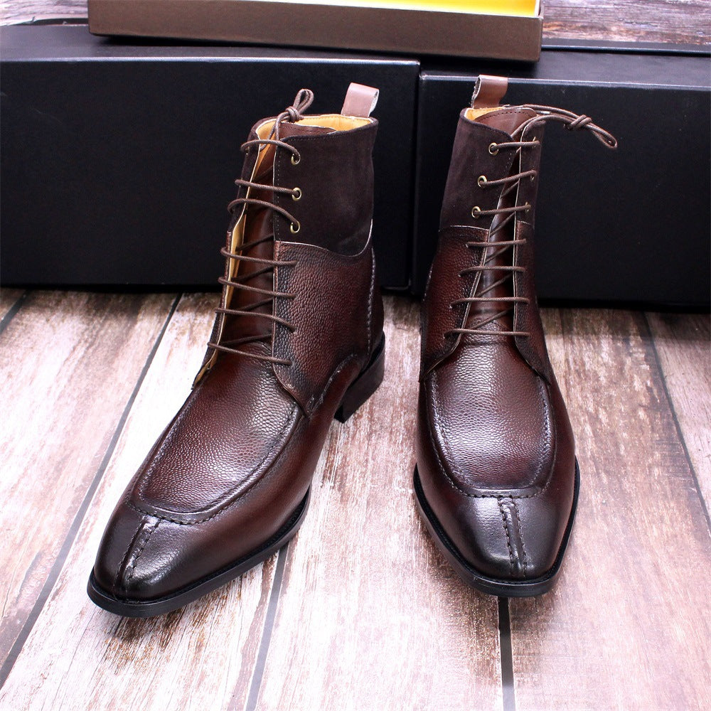 Trendy Motorcycle Boots Handmade Leather Men's Boots
